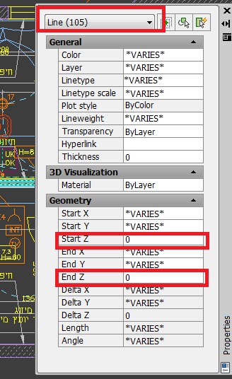 חלון המאפיינים- עליון