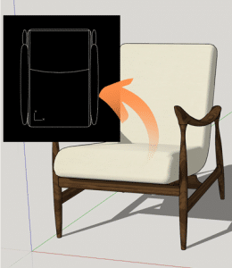 מכסא תלת ממד לכסא בדו ממד