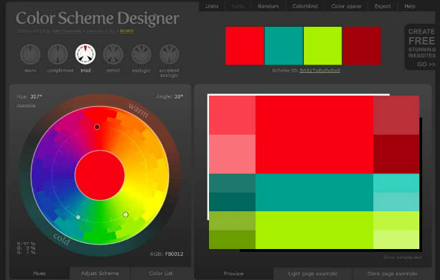 אתר אינטרנט עם תוכנה לבחירת צבעים